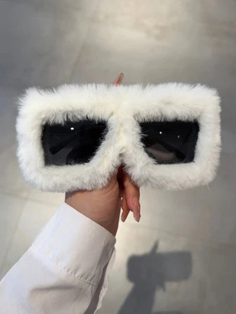 Fluffy Frame Fashion Glasses Cute Shades