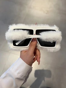 Fluffy Frame Fashion Glasses Cute Shades