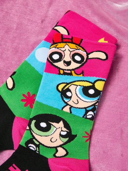 THE POWERPUFF GIRLS Cartoon Graphic Casual Socks For Daily Life