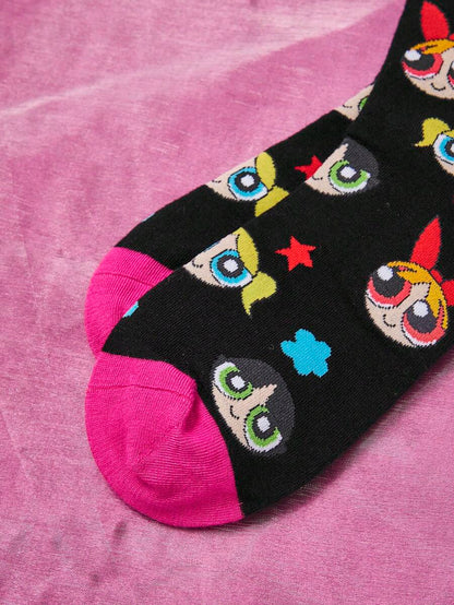 THE POWERPUFF GIRLS Cartoon Graphic Casual Socks For Daily Life