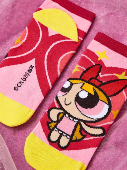 THE POWERPUFF GIRLS Women Flower & Cartoon Figure Graphic Fashionable Ankle Socks