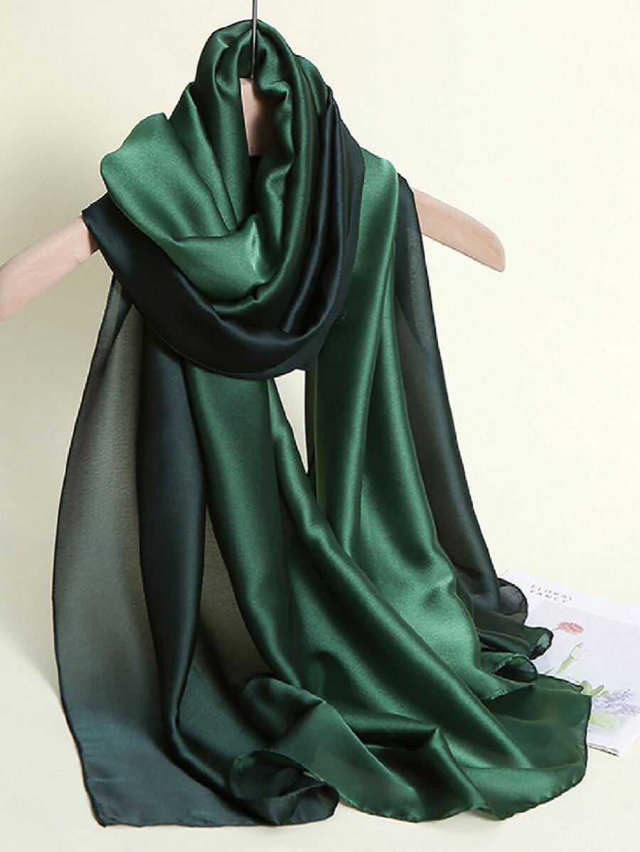 New Gradient Hand Painted Satin Shawl Scarf Women Gift