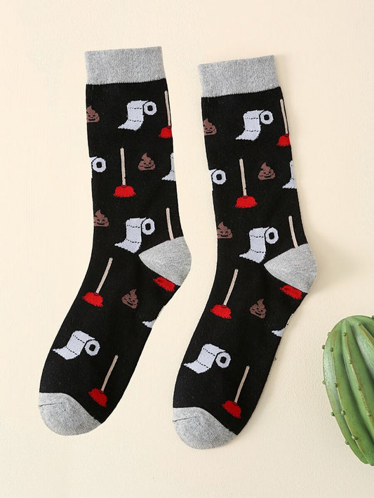 Toilet printed Mid calf socks