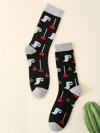 Toilet printed Mid calf socks