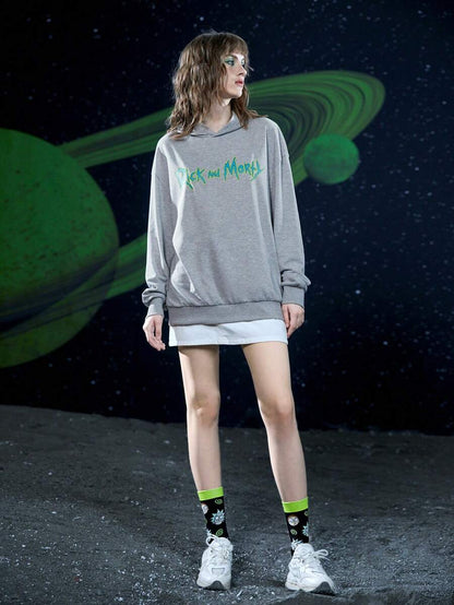 Rick and Morty Full-Print Black Contrast Crew Socks