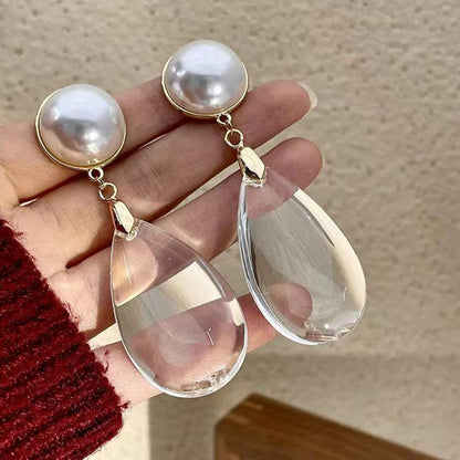 Transparent Waterdrop Design Pendant Earrings For Women
