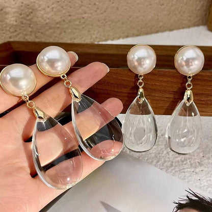 Transparent Waterdrop Design Pendant Earrings For Women