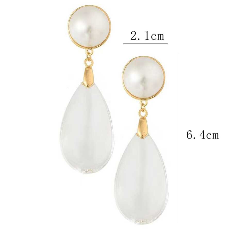 Transparent Waterdrop Design Pendant Earrings For Women