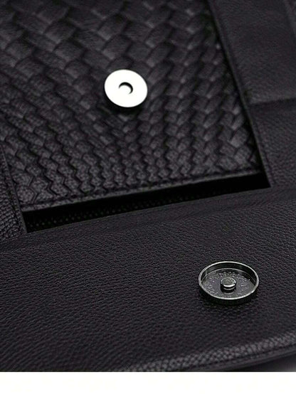 Pre Order black woven embossed Boston ladies' handbag with soft leather and a large capacity for commuting