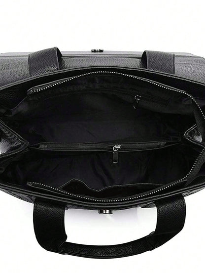 Pre Order black woven embossed Boston ladies' handbag with soft leather and a large capacity for commuting