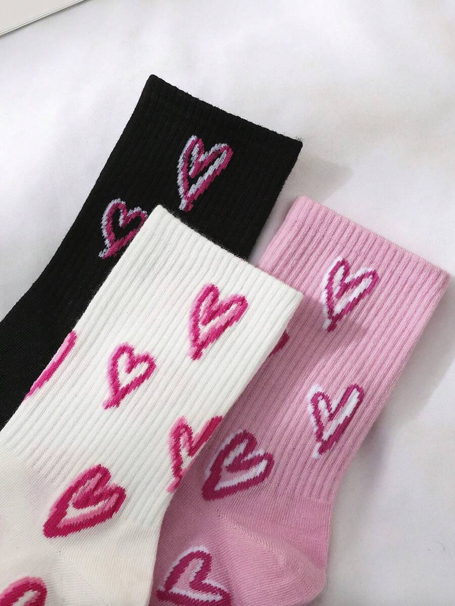 Heart Pattern Jacquard Crew Socks