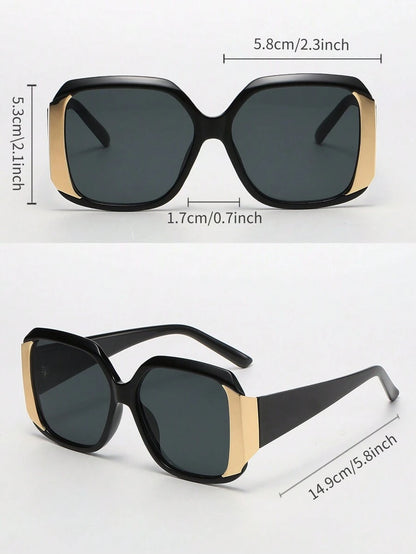 Classic Black Rectangle Plastic Sunglasses For Men &amp; Women, Retro Fashion Frame, Suitable For Outdoor, Travel, Beach, Daily Life, Summer
