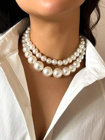 Pearl Beaded Necklace Set For Women