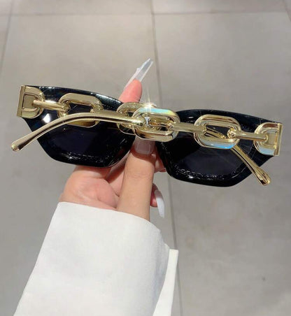 Multi-Color Cat Eye Glasses with Crystal Chain Legs