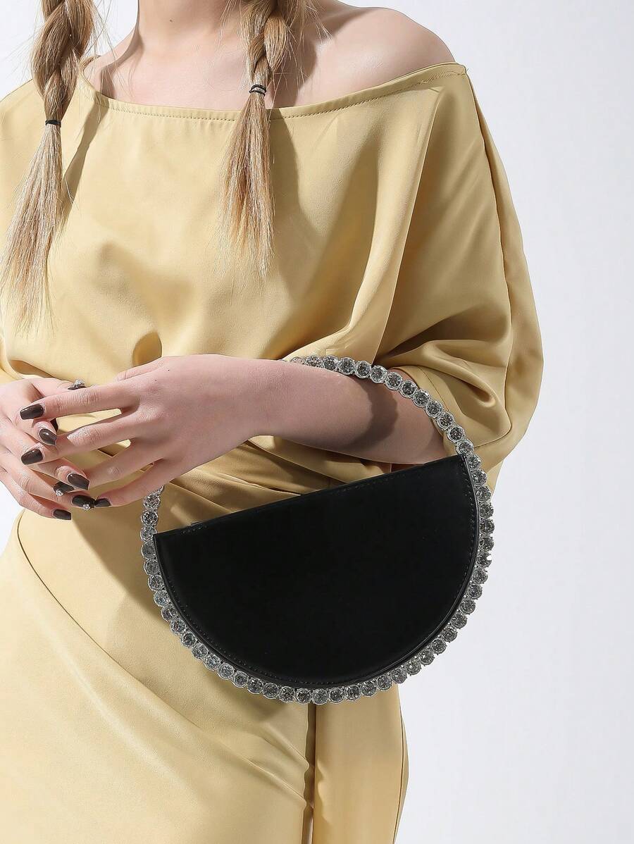 Pre Order Classic Luxury Style Women's Round Crystal Rhinestone Evening Bag Fashionable And Versatile Portable Elegant Handbag