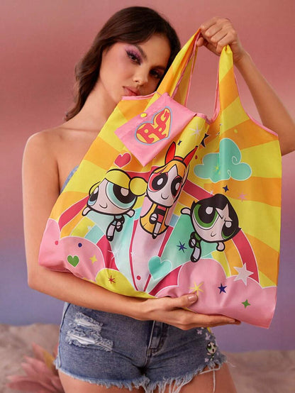 THE POWERPUFF GIRLS Foldable Portable Shopping Bag( cute decoration )