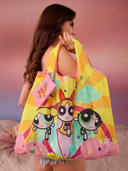 THE POWERPUFF GIRLS Foldable Portable Shopping Bag( cute decoration )