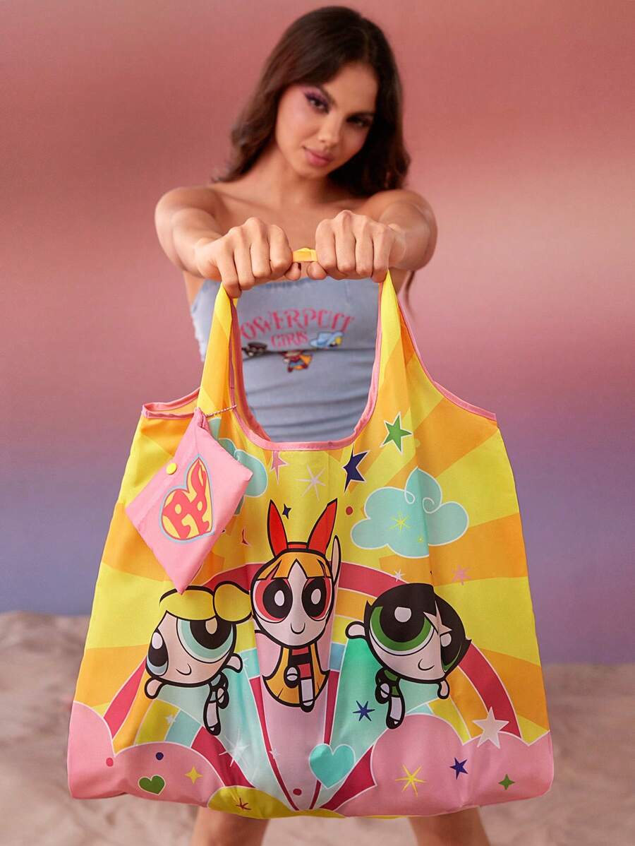 THE POWERPUFF GIRLS Foldable Portable Shopping Bag( cute decoration )