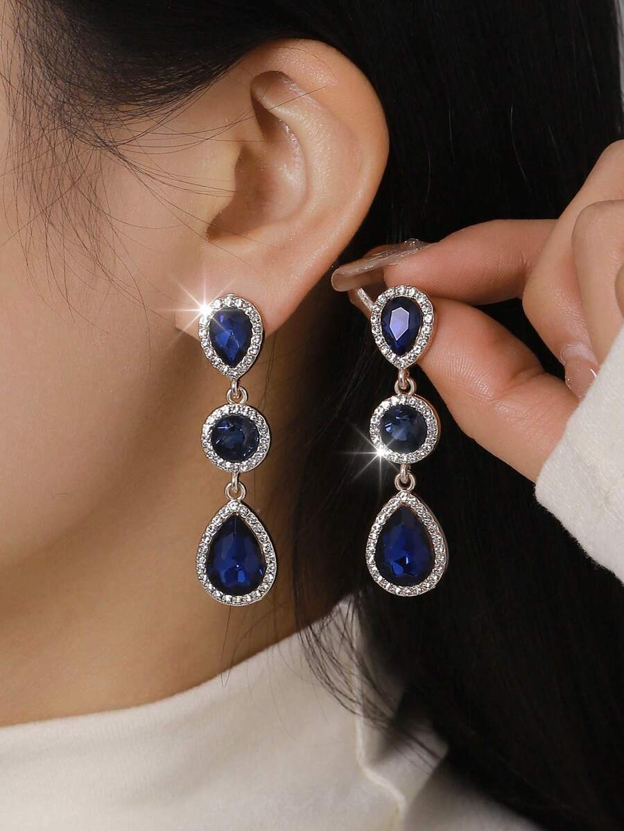 Boho Style Metal Inlaid Glass Rhinestone Fashion High-End Versatile Popular Earrings
