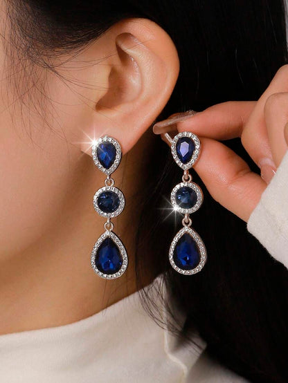 Boho Style Metal Inlaid Glass Rhinestone Fashion High-End Versatile Popular Earrings