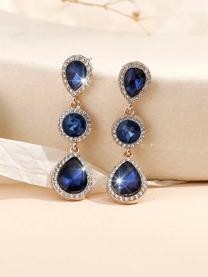 Boho Style Metal Inlaid Glass Rhinestone Fashion High-End Versatile Popular Earrings