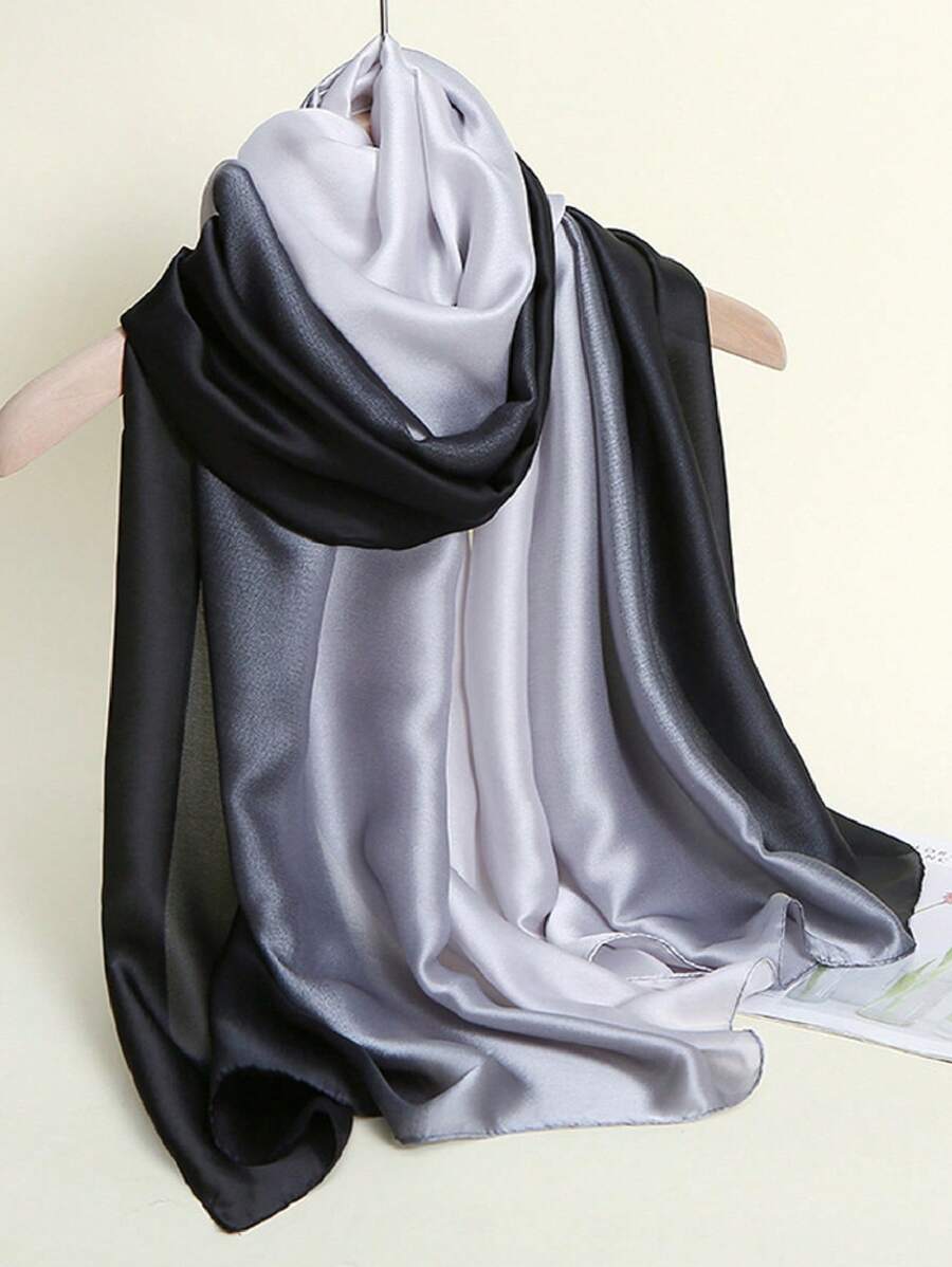 1pc New Silk Satin Gradient Hand-Painted Shawl Scarf Bandana,Hair Band,Head Band Ideal For Dressing Up Your Look Winter Fall