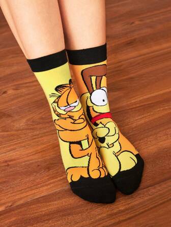 GARFIELD 1 Pair Women Cartoon Pattern Socks