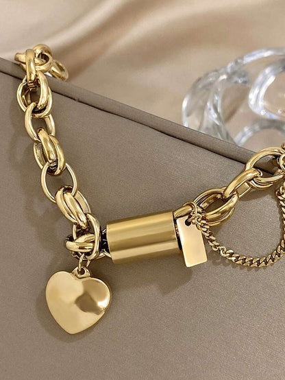 Gold Color Heart Charm Bracelets For Women Teen Girls Stainless Steel Couple Love Friendship Bracelets Daily Party Jewelry Gifts Valentines