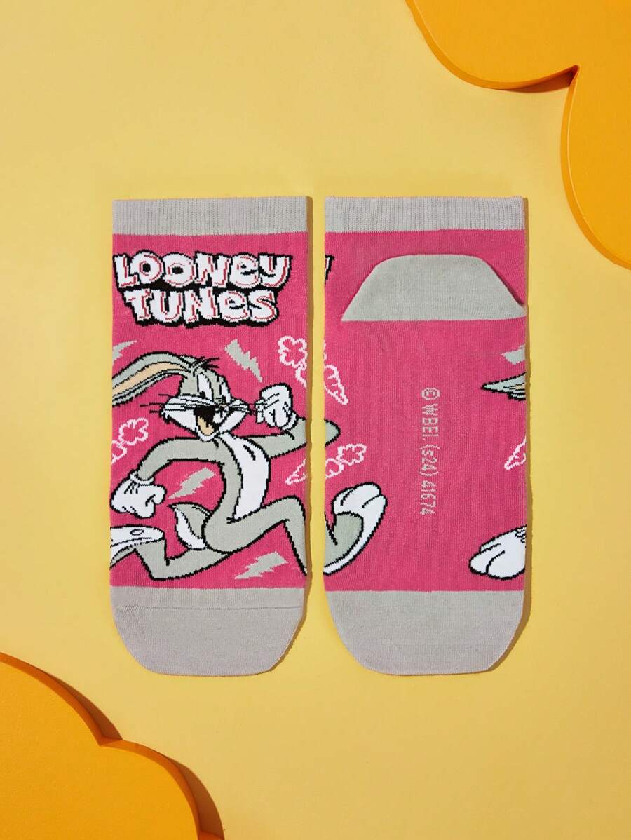 LOONEY TUNES 2 Pairs Of Women Cute Cartoon Patterned Short Socks