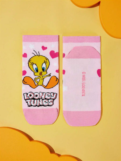 LOONEY TUNES 2 Pairs Of Women Cute Cartoon Patterned Short Socks