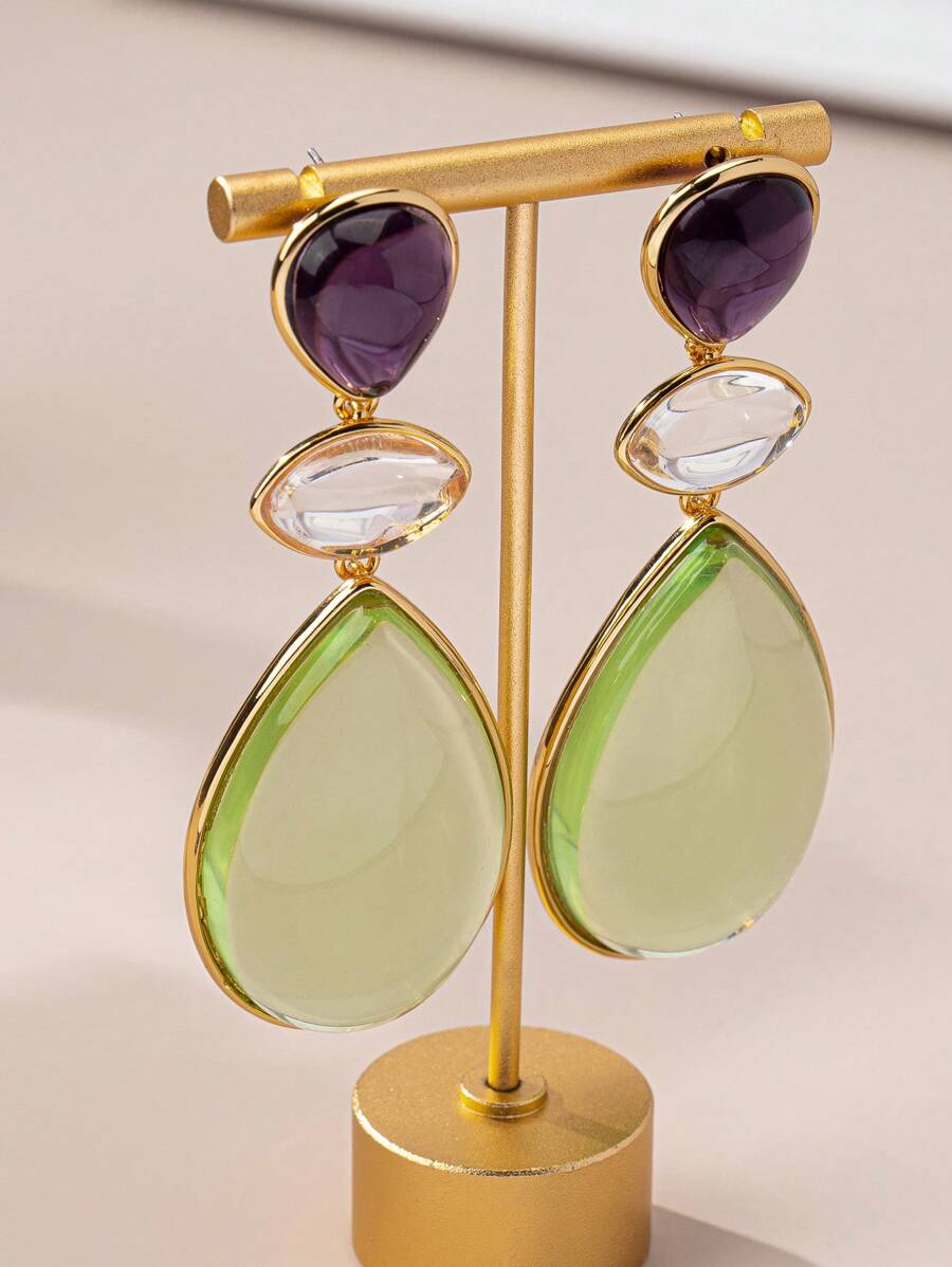 Trendy European & American Style Colored Acrylic Statement Earrings