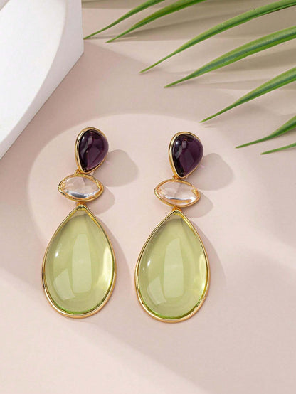 Trendy European & American Style Colored Acrylic Statement Earrings
