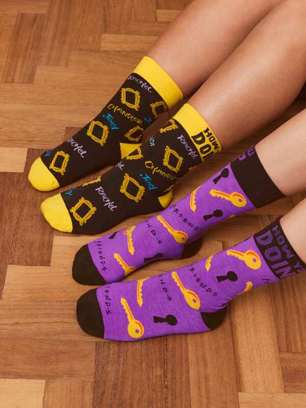 FRIENDS 2 Pairs Unisex Soft Mid-Calf Socks