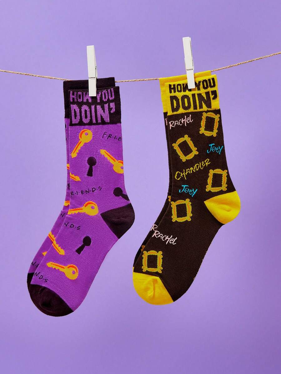 FRIENDS 2 Pairs Unisex Soft Mid-Calf Socks