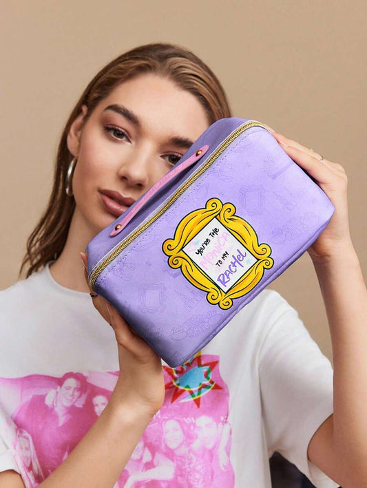 FRIENDS Cartoon & Letter Print Zipper Makeup Bag, Gifts