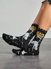 Batman Cartoon Pattern Jacquard Knee High Socks