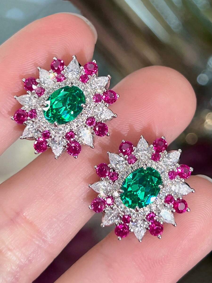 Gorgeous Cubic Zirconia Stud Earrings For Women For Wedding Engagement Anniversary Party Jewelry Valentine's Day Gift