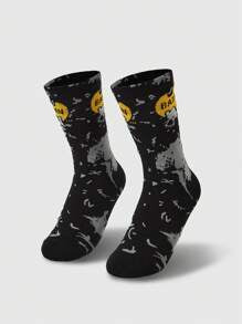 Batman Cartoon Pattern Jacquard Knee High Socks