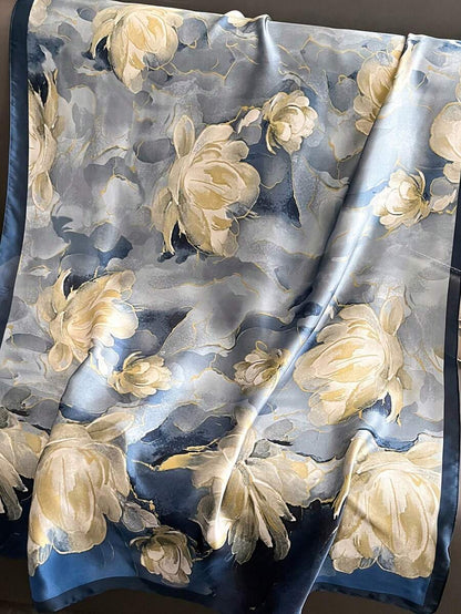 Floral Print Pink Chiffon Scarf, Lightweight Long Scarves For Daily Wear, Wedding Party Gift