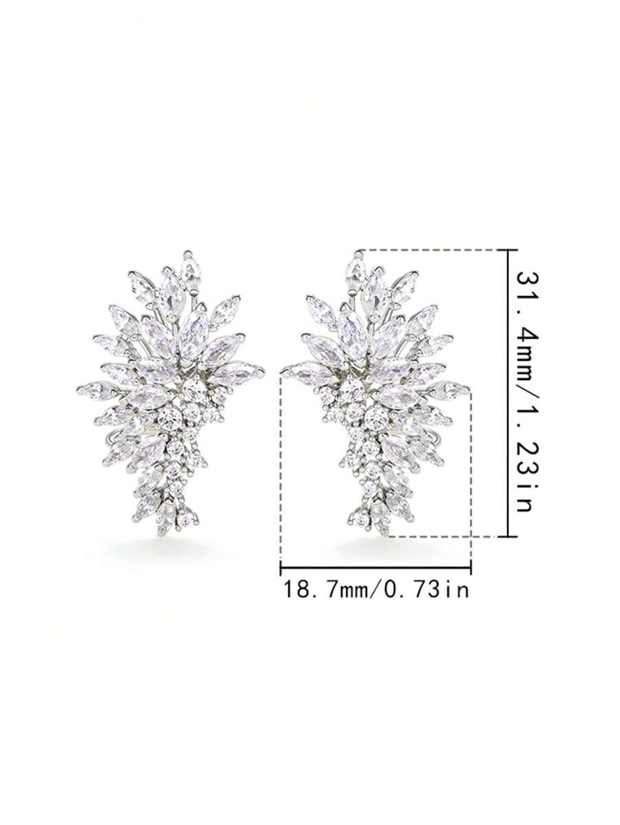 Gift Box Set Elegant Luxury Fully Paved Crystal Icy Wing Earrings