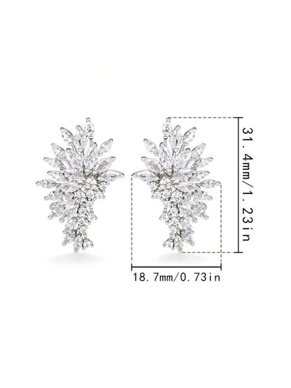 Gift Box Set Elegant Luxury Fully Paved Crystal Icy Wing Earrings