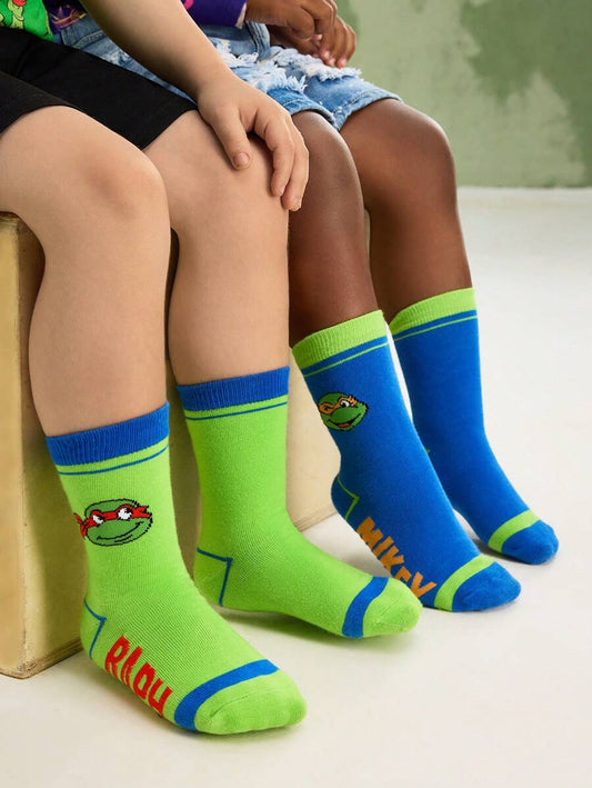 TEENAGE MUTANT NINJA TURTLES Kids  Long Socks. 4-6 yrs (2 pair set)