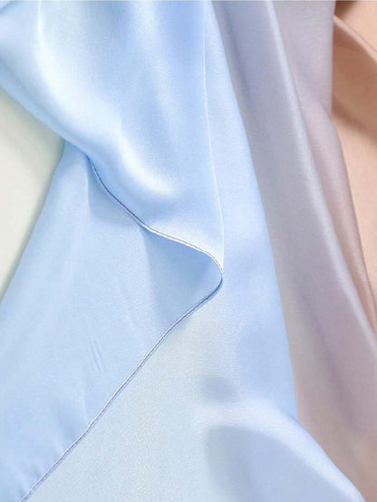 1pc Women Fashionable Elegant Gradient Satin Scarf/Shawl Light Blue