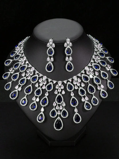 3pcs/Set Luxury Exaggerated Zirconia Necklace And Earrings Jewelry Set