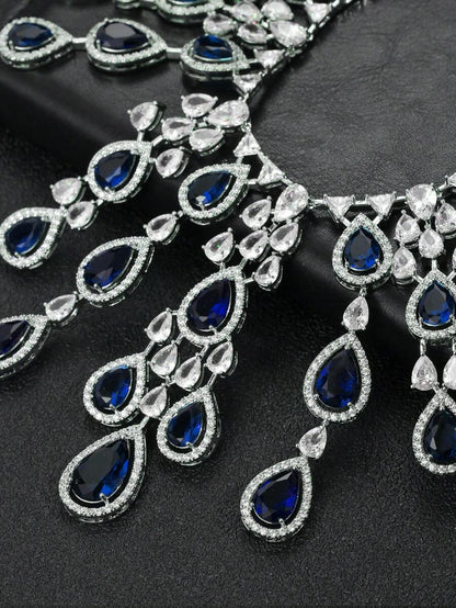3pcs/Set Luxury Exaggerated Zirconia Necklace And Earrings Jewelry Set