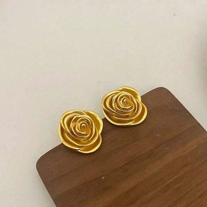Vintage Gold Rose Earrings