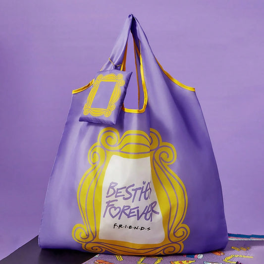 FRIENDS Purple Letter &amp; Frame Print Foldable Reusable Shopping Bag, Gift