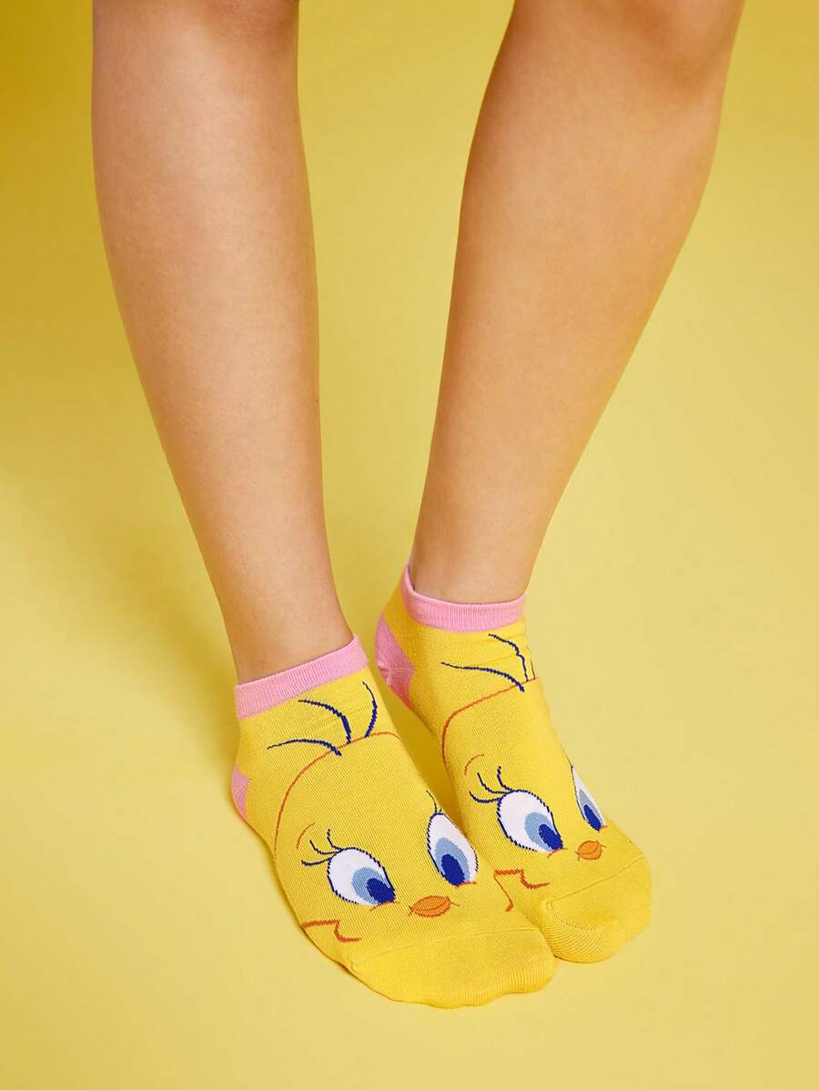 LOONEY TUNES 4pcs Unisex Cartoon Pattern Ankle Socks Set