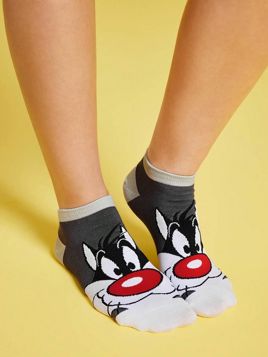 LOONEY TUNES 4pcs Unisex Cartoon Pattern Ankle Socks Set