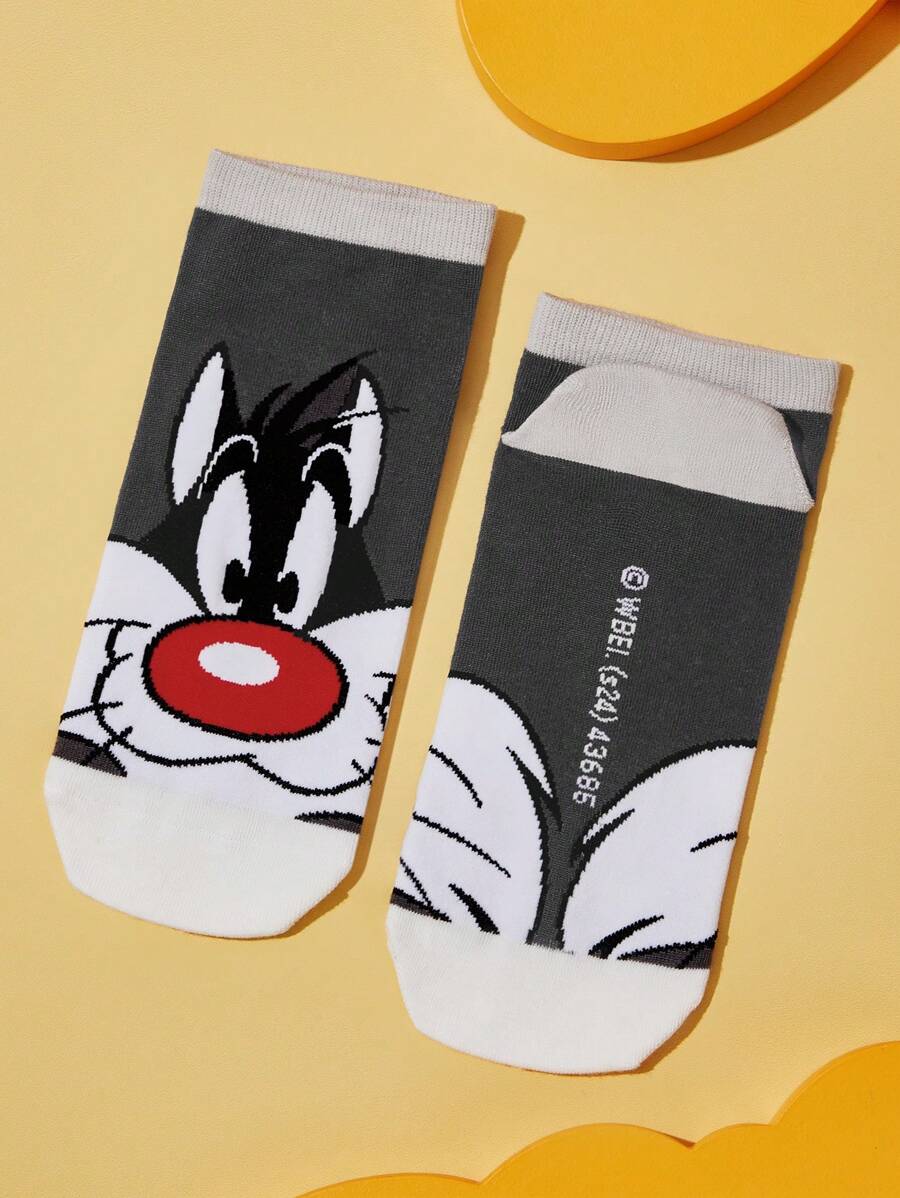 LOONEY TUNES 4pcs Unisex Cartoon Pattern Ankle Socks Set